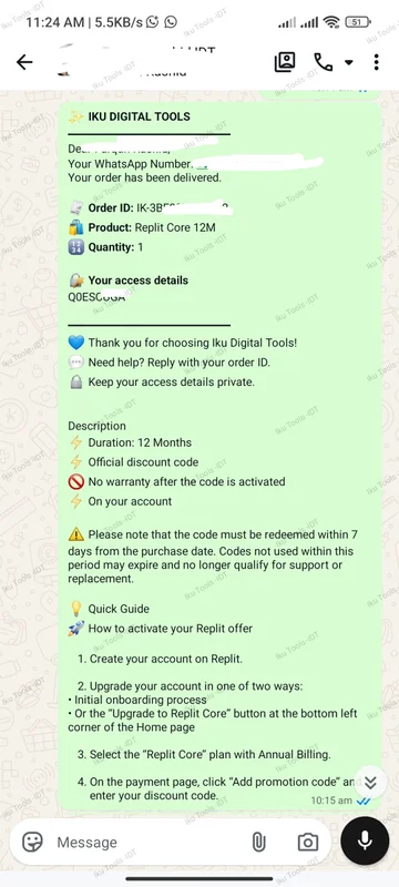 WhatsApp delivery screenshot 8